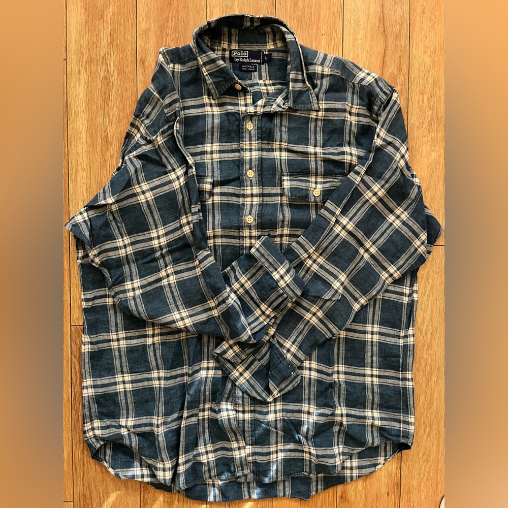 Polo Ralph Lauren Blue and White Plaid Shirt